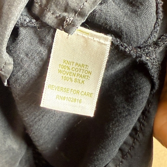 Garnet Hill Cotton Top Silk Contrast Gray Long Sleeve Women's Size XS - Picture 4 of 5